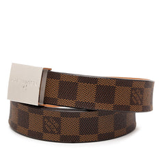 ルイ ヴィトン ダミエ サンチュールキャレ ベルト サイズ:85/34 M6802 ブラウン PVC レザー メンズ LOUIS VUITTON 【中古】