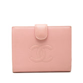 シャネル ココマーク 二つ折り財布 ピンク キャビアスキン レディース CHANEL 【中古】