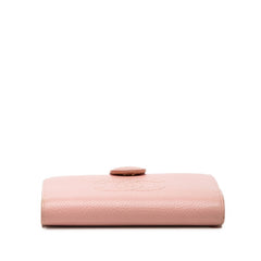 シャネル ココマーク 二つ折り財布 ピンク キャビアスキン レディース CHANEL 【中古】