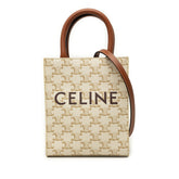 セリーヌ トリオンフ ミニ バーティカル カバ ハンドバッグ ショルダーバッグ 2WAY ホワイト ブラウン PVC レザー レディース CELINE 中古