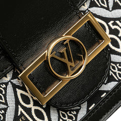 ルイ ヴィトン モノグラム ジャガード ドーフィーヌMM チェーン ショルダーバッグ M57211 ブラック ブルー キャンバス レザー レディース LOUIS VUITTON 【中古】