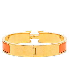 エルメス クリックH GM エナメルブレスレット バングル ゴールド オレンジ メッキ レディース HERMES 【中古】