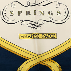 エルメス カレ90 SPRINGS スカーフ ネイビー シルク レディース HERMES 【中古】