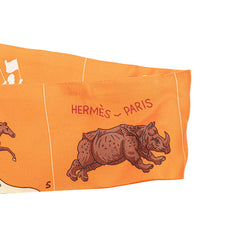 エルメス ツイリー パラード スカーフ オレンジ ブラウン シルク レディース HERMES 【中古】