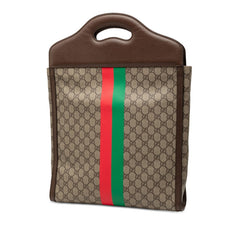 グッチ GGスプリーム トートバッグ ショルダーバッグ 2WAY 688497 ベージュ ブラウン レッド PVC レザー レディース GUCCI 【中古】