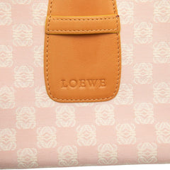 ロエベ アナグラム 斜め掛け ショルダーバッグ ピンク ブラウン レザー キャンバス レディース LOEWE 【中古】