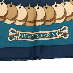 エルメス カレ90 KOSMIMA 宇宙 スカーフ ブルー マルチカラー シルク レディース HERMES 【中古】
