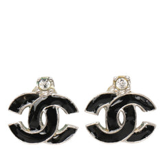 シャネル ココマーク ピアス シルバー ブラック メタル ラインストーン レディース CHANEL 【中古】