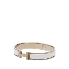 エルメス クリックHH T5 XL エナメルブレスレット シルバー ホワイト メタル メンズ HERMES 【中古】