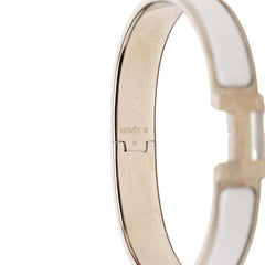 エルメス クリックHH T5 XL エナメルブレスレット シルバー ホワイト メタル メンズ HERMES 【中古】