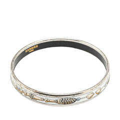 エルメス エマイユ バングル シルバー ホワイト マルチカラー メタル レディース HERMES 【中古】