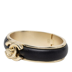 シャネル ココマーク ターンロック バングル ブレスレット ゴールド ブラック メッキ ラムスキン レディース CHANEL 【中古】