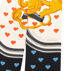 エルメス ツイリー ブリッド ドゥ ガラ ラブ Brides de Gala LOVE スカーフ アイボリー ブラック シルク レディース HERMES 【中古】