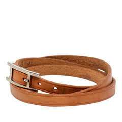 エルメス アピ 3連 ブレスレット ブラウン シルバー金具 レザー レディース HERMES 【中古】