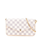 ルイ ヴィトン ダミエ アズール ポシェットフェリシー チェーン ショルダーバッグ N40491 ホワイト PVC レディース LOUIS VUITTON 【中古】