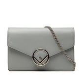 フェンディ エフ イズ チェーン ショルダーバッグ 8BS006 グレー レザー PVC レディース FENDI 【中古】