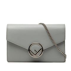 フェンディ エフ イズ チェーン ショルダーバッグ 8BS006 グレー レザー PVC レディース FENDI 【中古】