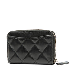 シャネル マトラッセ ココマーク カードケース 小銭入れ ブラック ラムスキン レディース CHANEL 【中古】