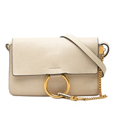 クロエ Faye フェイ デボスロゴ 斜め掛け ショルダーバッグ ベージュ レザー メッキ レディース Chloe 中古