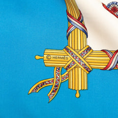 エルメス カレ90 1789 LIBERTE EGALITE FRATERNITE REPUBLIQUE FRANCAISE フランス革命 スカーフ 大判 ブルー マルチカラー シルク レディース HERMES 【中古】