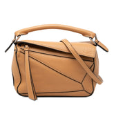ロエベ アナグラム パズルバッグ ミニ ハンドバッグ ショルダーバッグ 2WAY ブラウン系 レザー レディース LOEWE 【中古】
