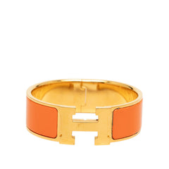 エルメス クリッククラックH PM ブレスレット バングル ゴールド オレンジ メッキ エナメル レディース HERMES 中古