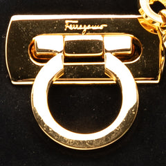 サルヴァトーレフェラガモ ガンチーニ チェーン ミニショルダーバッグ AQ-216150 ブラック ヌバック レディース Salvatore Ferragamo 【中古】