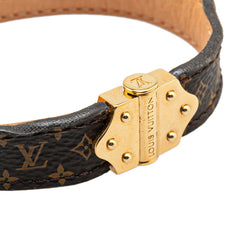 ルイ ヴィトン モノグラム ブラスレ スピリット バングル ブレスレット #19 M6689 ブラウン ゴールド PVC レザー メッキ レディース LOUIS VUITTON 【中古】