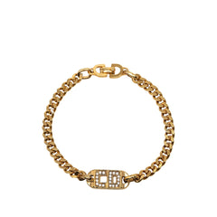 ディオール CDロゴ ブレスレット ゴールド メッキ ラインストーン レディース Dior 中古