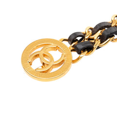 シャネル ココマーク チェーンベルト ゴールド ブラック メッキ レザー レディース CHANEL 【中古】