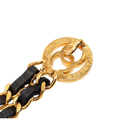 シャネル ココマーク チェーンベルト ゴールド ブラック メッキ レザー レディース CHANEL 【中古】