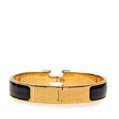 エルメス クリックH PM ブレスレット ゴールド ブラック メッキ レディース HERMES 【中古】