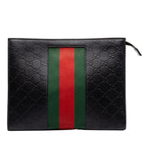 グッチ グッチシマ シェリーライン セカンドバッグ クラッチバッグ 475316 ブラック レザー メンズ GUCCI 中古