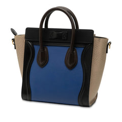 セリーヌ ラゲージ ナノショッパー トリコロール ハンドバッグ ショルダーバッグ 2WAY ブルー マルチカラー レザー レディース CELINE 【中古】