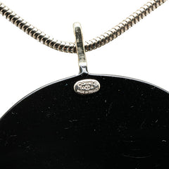 シャネル ロゴ チェーンペンダント ネックレス シルバー ブラック メタル レディース CHANEL 【中古】