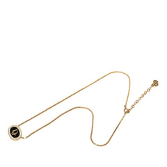 ディオール ロゴ ネックレス ゴールド ブラック メッキ ラインストーン レディース Dior 【中古】