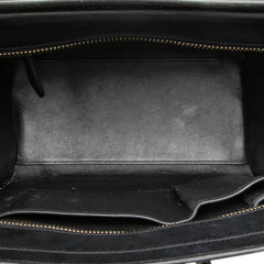 セリーヌ ラゲージ マイクロショッパー トリコロール ハンドバッグ ホワイト ブラック カーキ レザー レディース CELINE 【中古】