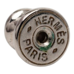 エルメス エリタージュ エケストル エトリエ PM ピアス シルバー ブラウン メタル レザー レディース HERMES 【中古】