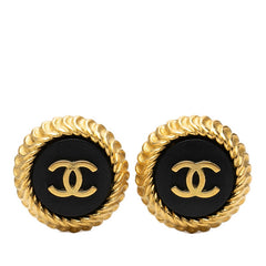 シャネル ココマーク ヴィンテージ チェーン モチーフ イヤリング 95P ゴールド ブラック メッキ レディース CHANEL 【中古】