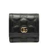 グッチ GGマトラッセ GGロゴ 二つ折り財布 723799 ブラック レザー レディース GUCCI 【中古】