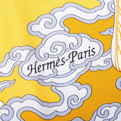 エルメス カレ90 Heavenly Horses ヘヴンリー ホース スカーフ 大判スカーフ イエロー シルク レディース HERMES 中古