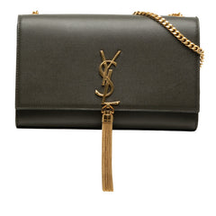 サンローラン YSL タッセル ケイト ミディアム チェーンショルダーバッグ 354119 カーキ レザー レディース SAINT LAURENT 【中古】