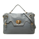 ミュウミュウ ハンドバッグ ショルダーバッグ 2WAY グレー ブルー系 レザー レディース MIUMIU 中古