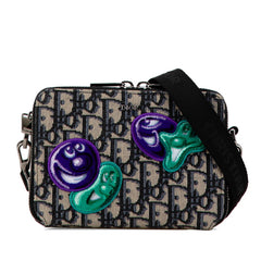 ディオール × ケニーシャーフ オブリーク 斜め掛け ショルダーバッグ ベージュ ネイビー ジャガード レディース Dior 【中古】