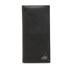 プラダ 三角ロゴプレート 長財布 ブラック サファイアレザー レディース PRADA 【中古】