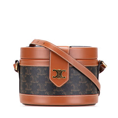 セリーヌ トリオンフ タンブール ミディアム ショルダーバッグ ブラウン PVC レザー レディース CELINE 【中古】