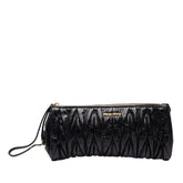 ミュウミュウ マテラッセ クラッチバッグ セカンドバッグ ポーチ ブラック レザー レディース MIUMIU 中古