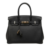 エルメス バーキン30 ハンドバッグ 内縫い K刻印 2025年 ブラック ゴールド金具 トゴ レディース HERMES 中古