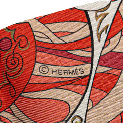 エルメス ツイリー LES FLOTS DU CHEVAL 馬への表彰 スカーフ レッド ホワイト マルチカラー シルク レディース HERMES 【中古】