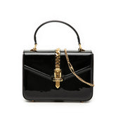 グッチ シルヴィ 1969 ハンドバッグ チェーンショルダーバッグ 2WAY 589479 ブラック パテントレザー レディース GUCCI 【中古】
